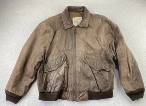 Chaqueta London Club Para Hombre XL De Colección Cuero Marrón Bombardero Pátina Estilo USN - Imagen 1 de 10