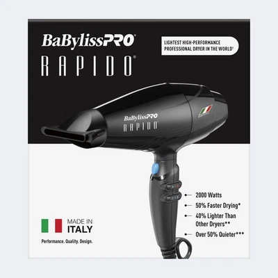 BaBylissPRO Rapido 2000W Hair Dryer (Black) - Image 1 of 4