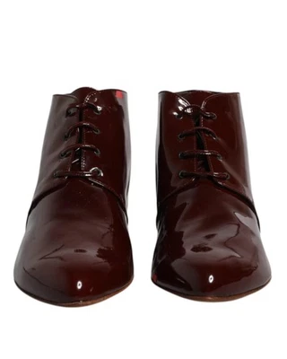 Preloved dolce & gabbana Patent Leather LaceUp Boots Burgundy Women Maroon Foto 1 de 4