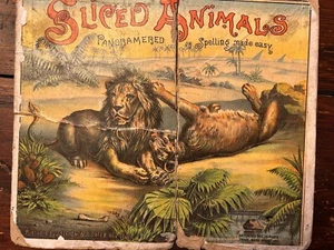 Antiguo juego infantil rompecabezas animales en rodajas Selchow & Righter 1875. Años 1800 - Imagen 1 de 6