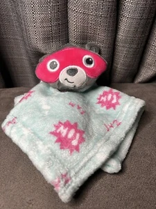 Fisher Price Raccoon Lovey Security Blanket Pow Zap Bam Pink Teal Blue Toy - Picture 1 of 8