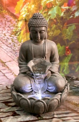 22" H Buddha Fountain W/LEDs In/Outdoor Fountain Zen Buddha Figure Home Decor - Image 1 of 4