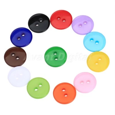 100Pcs DIY Random Multi-colors Round 2 holes Resin buttons For sewing scrapbook - Image 1 of 4