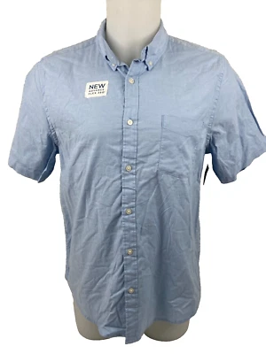 Arizona Jean Company Men Large Blue Short Sleeve Button Front Shirt NWT Flex 360 - Image 1 of 4