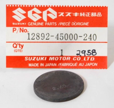 Cuña de válvula genuina OEM Suzuki 12892-45000-240 2,40 mm GS500E GS1100G GS450E GS850 Foto 1 de 3