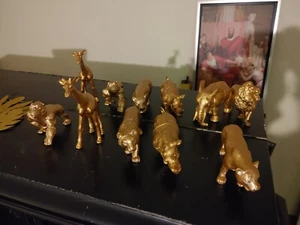 Tierdekoration Gold Safari Wildtiere Afrika Tiere Dekoration 11 Teilig Figuren - Bild 1 von 4