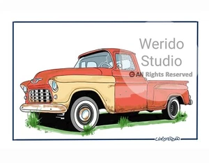 1955-57 Chevy Truck Automotive Art Print - Picture 1 of 1