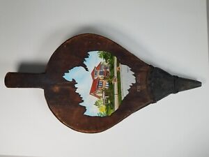 Vintage 23" [VERY OLD] Large Fire Place Bellows - Leather, Wooden Cabin Decor