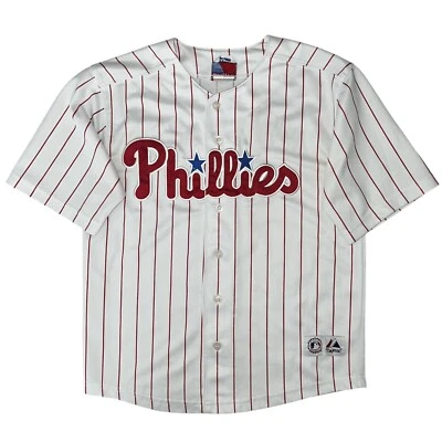 Футболка молодежная Majestic MLB Philadelphia Phillies Ryan Howard белая в тонкую полоску размер XL - Изображение 1 из 4