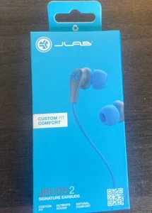 JLab JBuds 2 Signature Earbuds - Marine Blue - Includes 3 Sets Gel Ear Tips - Picture 1 of 5