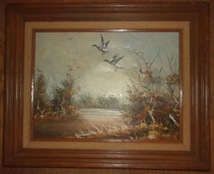 PINTURA DE COLECCIÓN DE PATOS DE BERNARD ""HACIA EL SUR"" CON MARCO DE MADERA DE COLECCIÓN - Imagen 1 de 2