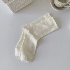 5 Pairs Ladies Solid Color Cotton Leisure Antibacterial Stockings Women's socks - Picture 1 of 18