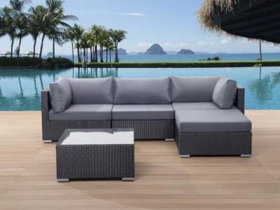 Designer Rattan Gartenmöbel Lounge Sitzgruppe Sitzgarnitur schwarz grau Terrasse - Bild 1 von 4