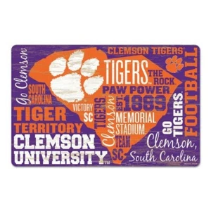 NCAA Clemson Tigers 11x17 Wordage Collage Design Wood Team Wall Sign - Picture 1 of 1