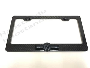 1x(BLK) "86" 3D Emblem Badge Real 3K TwillWeave CARBON FIBER License Plate Frame - Picture 1 of 2