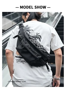 Black Fanny Pack Waterproof Shoulder Bag Sport Hiking Large Waist Chest Bag - Picture 1 of 8