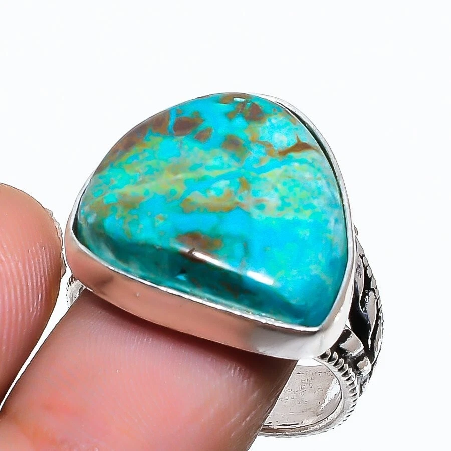 Natural Chrysocolla Gemstone 925 Sterling Silver Ring Size 8.5 (US) - Image 1 of 1