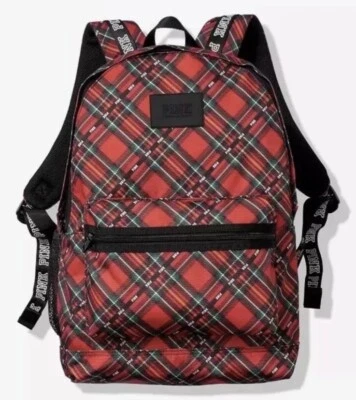 Victorias Secret PINK CAMPUS School Backpack - RED PLAID PRINT - Image 1 of 2