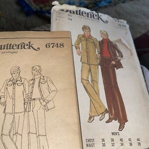 Butterick 6748 Men's Shirt Jacket & Pants Sewing Pattern Size 40 Chest Uncut