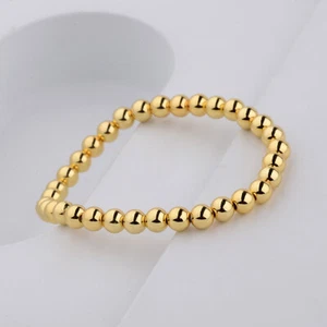 4 mm Gold Filled Women Beads Beaded Beaded Stretch Stackable Bracelet 1pcs - Picture 1 of 11