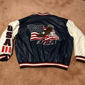 Steve And Barry’s USA Coat Jacket Varsity XXL American Eagle Flag Wool Snaps - Picture 1 of 10