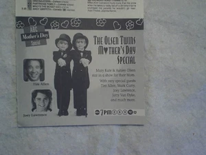 1993 THE OLSEN TWINS MOTHERS DAY SPECIALE TV SOLO STAMPA PUBBLICITÀ, Mary Kate, Ashley,allen - Foto 1 di 2