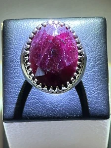 Heavy Men Silver 925 Ring Big Natural African Ruby Classic Design ياقوت افريقي - Picture 1 of 22