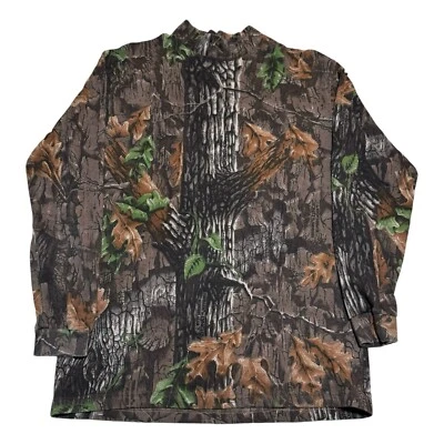 Morgan Mills Vintage Camouflage Distressed Mock Neck Shirt Adult Large - Image 1 of 4