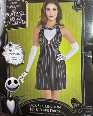 Disney Nightmare Before Christmas FIT&FLARE Dress Adult Jack Skellington Costume - Image 1 of 4