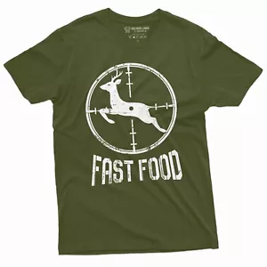 Hombres divertidos comida rápida caza camiseta ciervo corriendo rápido humor día del padre tee - Imagen 1 de 9