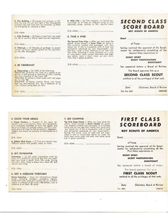 50er Jahre Boy Scouts of America BSA First & Second Class Blanko Anzeigetafel Karten - Bild 1 von 2