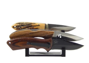 3 Knife Display Stand Rack Holder For Medium To Large Knives Holds Three Blades - Picture 1 of 10