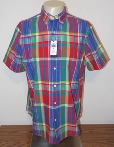 Polo Ralph Lauren Para Hombres Manga Corta Bolsillo Bronceado Poni X-Grande Rojo A Cuadros Nuevo con Etiquetas - Imagen 1 de 5