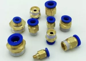 Hilo macho 1/8" BSP 4 mm 6 mm 8 mm neumático montaje recto Push fit tubo aire Reino Unido - Imagen 1 de 2