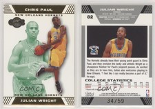 2007-08 Topps Co-Signers Gold Green /59 Julian Wright Chris Paul #82.2 Rookie RC