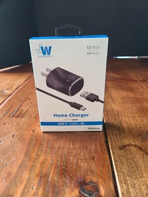 Carregador doméstico JW Just Wireless 2.4A/12W USB-C com cabo de 6 pés - Imagem 1 de 4