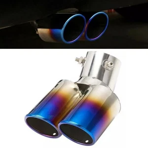 2.5" Stainless Steel Car Rear Dual Exhaust Pipe Tail Muffler Tip Throat Tailpipe - Picture 1 of 7