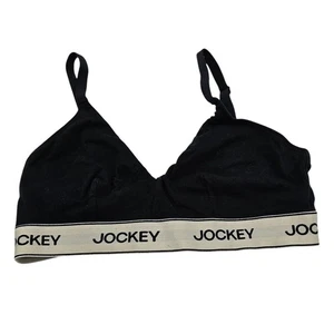 Vintage 1990s Jockey Womens Sz S Triangle Cotton T Shirt Bra Black White - Picture 1 of 4