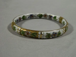 Vintage Cloisonné Armband floral bemalt Emaille aufklappbar - Bild 1 von 11