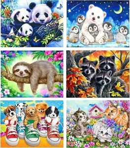 Confezione 6 Kit Pittura Diamante per Adulti e Bambini,5D Fai da Te Diamond Art Kit,40x30cm - Foto 1 di 7