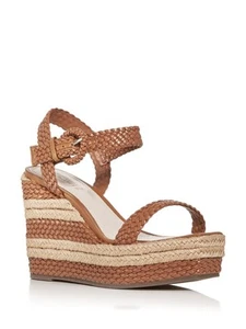SCHUTZ Womens Brown 1-1/2" Platform Nani Square Toe Wedge Espadrille Shoes 9 B - Picture 1 of 11