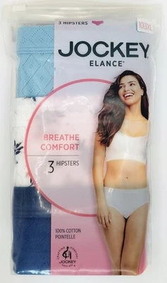 Jockey 3-Pack Elance хипстер дыхание 100% хлопок 1540 звездной пыли 10/3XL новый в упаковке - Изображение 1 из 2