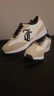 Juicy COULTURE Mujer 8 Tenis Cuero Negro/Marfil Parte Superior Baja Foto 1 de 4