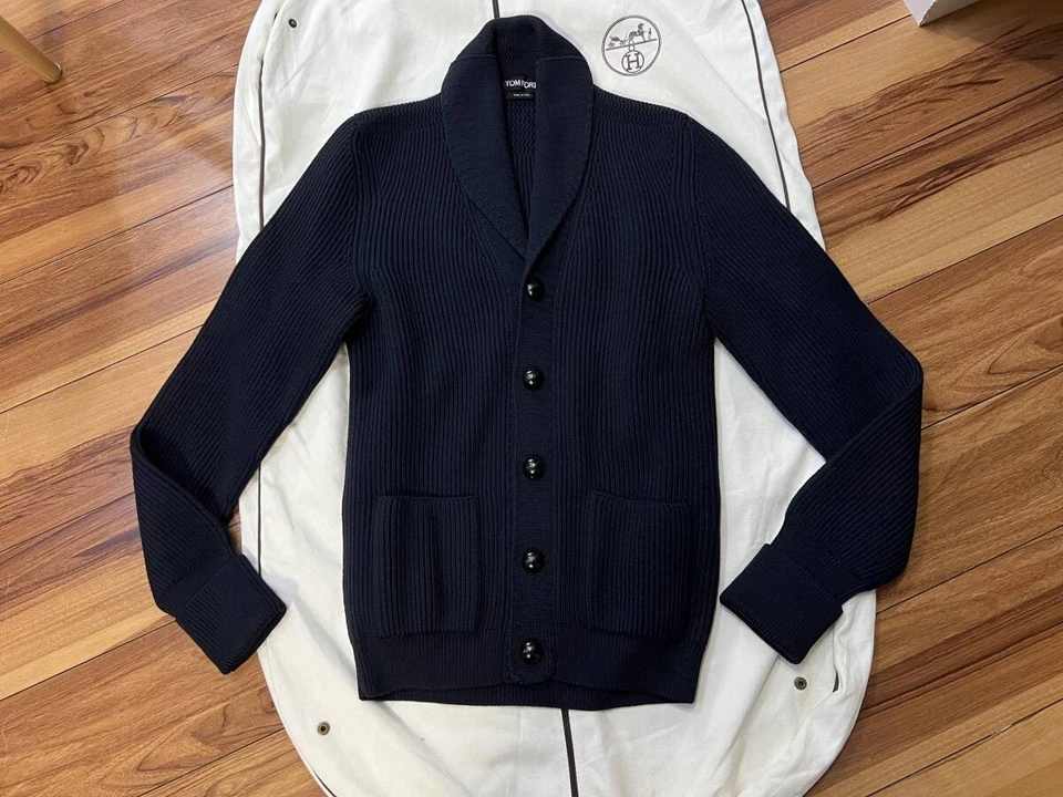 TOM FORD Chal Cuello Tejido Blusa Chaqueta Lana Talla 46 Usado por 007 McQueen/JP-- Foto 1 de 4