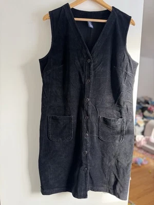 Vestido Jersey Lands' End Vintage Años 90 Y2K Mujer L Pana Bolsillos Negro Lagenlook Foto 1 de 4