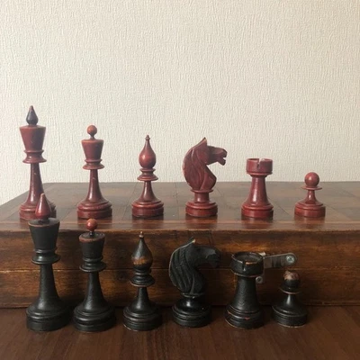 Vintage Soviet wooden chess set from the 30s "Laughing Knights" - Image 1 of 4