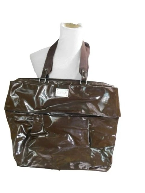 Kenneth Cole Reaction XL Brown Unique Patent Handbag Career Briefcase - Image 1 of 3