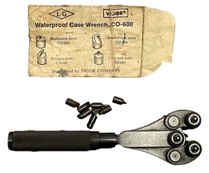 VINTAGE WATCH WRENCH/EXTRA PINS~LARGE~WATERPROOF CASE BACK OPENING TOOL VIGOR - Picture 1 of 12