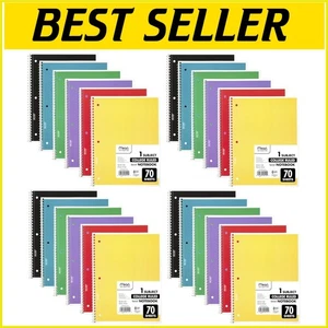 Variety Pack of 24 College Ruled Spiral Notebooks - 1 Subject, 70 Sheets Each - Picture 1 of 9