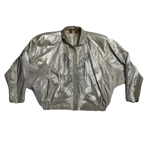 Roberto Cavalli Metallic Leather 1980s Bomber Rockstar Men’s Jacket Size XS - Picture 1 of 19
